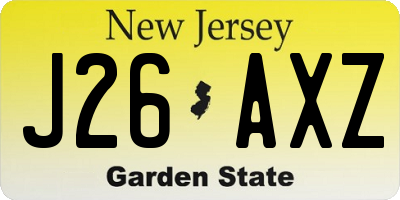 NJ license plate J26AXZ