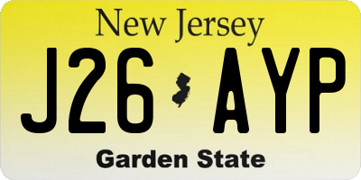 NJ license plate J26AYP