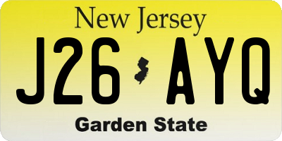 NJ license plate J26AYQ