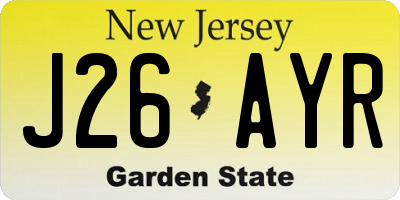 NJ license plate J26AYR