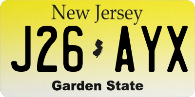 NJ license plate J26AYX