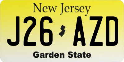 NJ license plate J26AZD