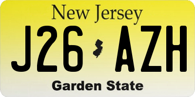 NJ license plate J26AZH
