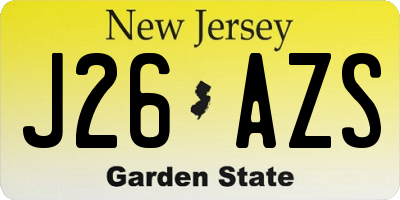 NJ license plate J26AZS