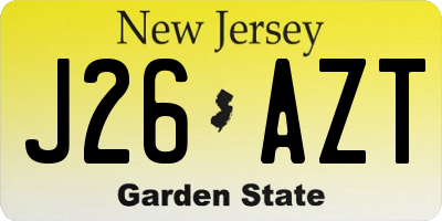 NJ license plate J26AZT