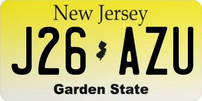 NJ license plate J26AZU