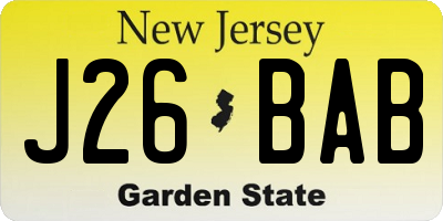 NJ license plate J26BAB