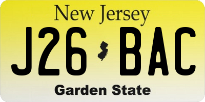 NJ license plate J26BAC