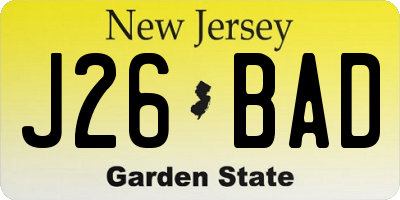 NJ license plate J26BAD