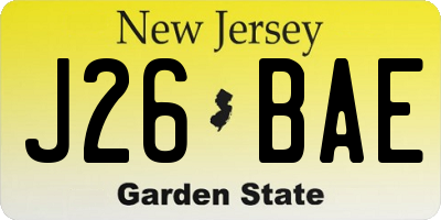 NJ license plate J26BAE