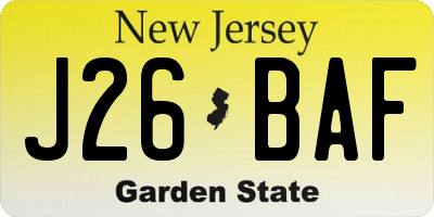 NJ license plate J26BAF
