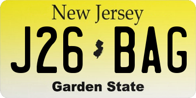 NJ license plate J26BAG