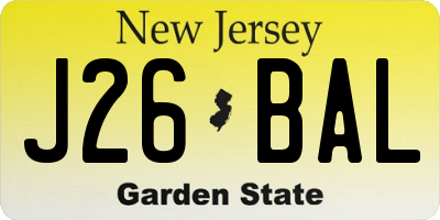 NJ license plate J26BAL