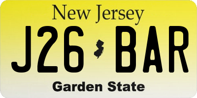 NJ license plate J26BAR