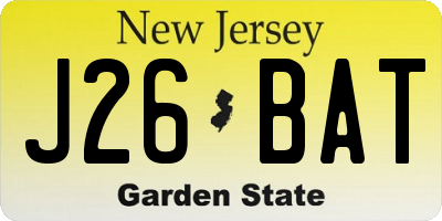 NJ license plate J26BAT