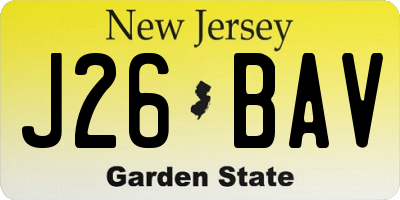 NJ license plate J26BAV