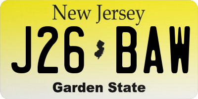 NJ license plate J26BAW