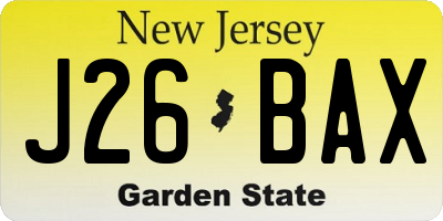 NJ license plate J26BAX
