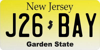 NJ license plate J26BAY