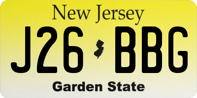 NJ license plate J26BBG