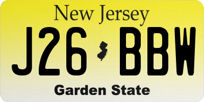 NJ license plate J26BBW