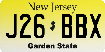 NJ license plate J26BBX