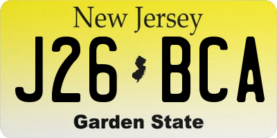 NJ license plate J26BCA