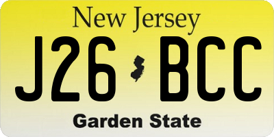 NJ license plate J26BCC