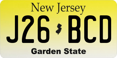 NJ license plate J26BCD