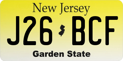 NJ license plate J26BCF