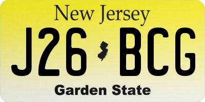 NJ license plate J26BCG