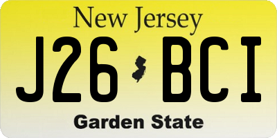 NJ license plate J26BCI