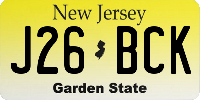 NJ license plate J26BCK