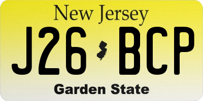 NJ license plate J26BCP