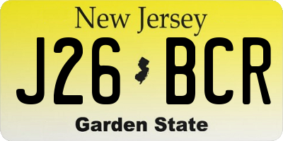 NJ license plate J26BCR