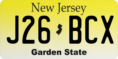 NJ license plate J26BCX