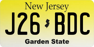 NJ license plate J26BDC
