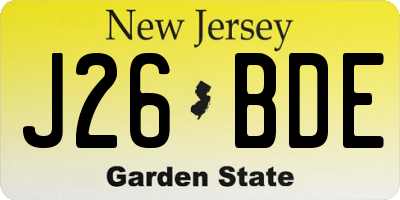 NJ license plate J26BDE
