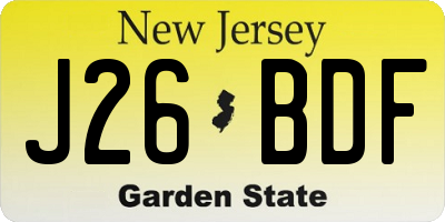 NJ license plate J26BDF