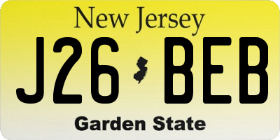 NJ license plate J26BEB