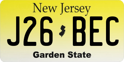 NJ license plate J26BEC