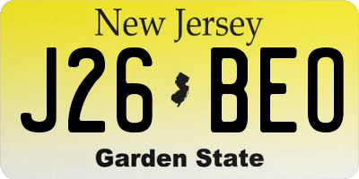 NJ license plate J26BEO