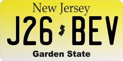 NJ license plate J26BEV