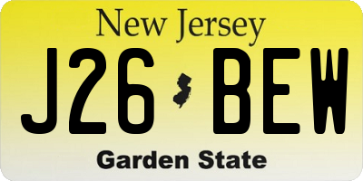 NJ license plate J26BEW