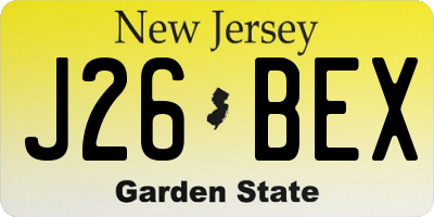 NJ license plate J26BEX