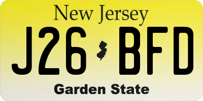 NJ license plate J26BFD