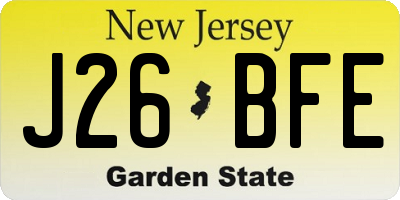 NJ license plate J26BFE