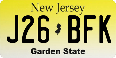 NJ license plate J26BFK