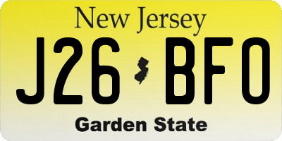 NJ license plate J26BFO