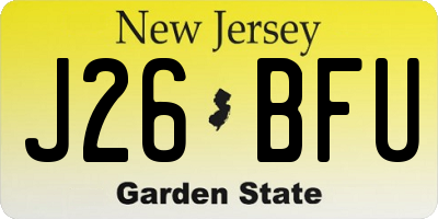 NJ license plate J26BFU